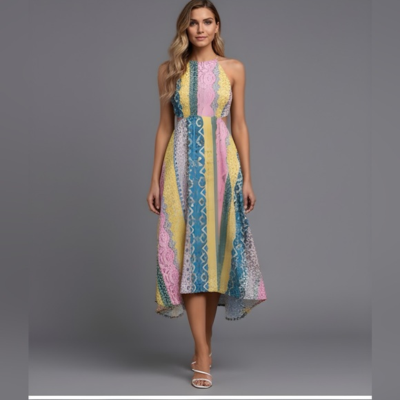 Boho Tribal Print Halter Cut Out Dress - Picture 1 of 10